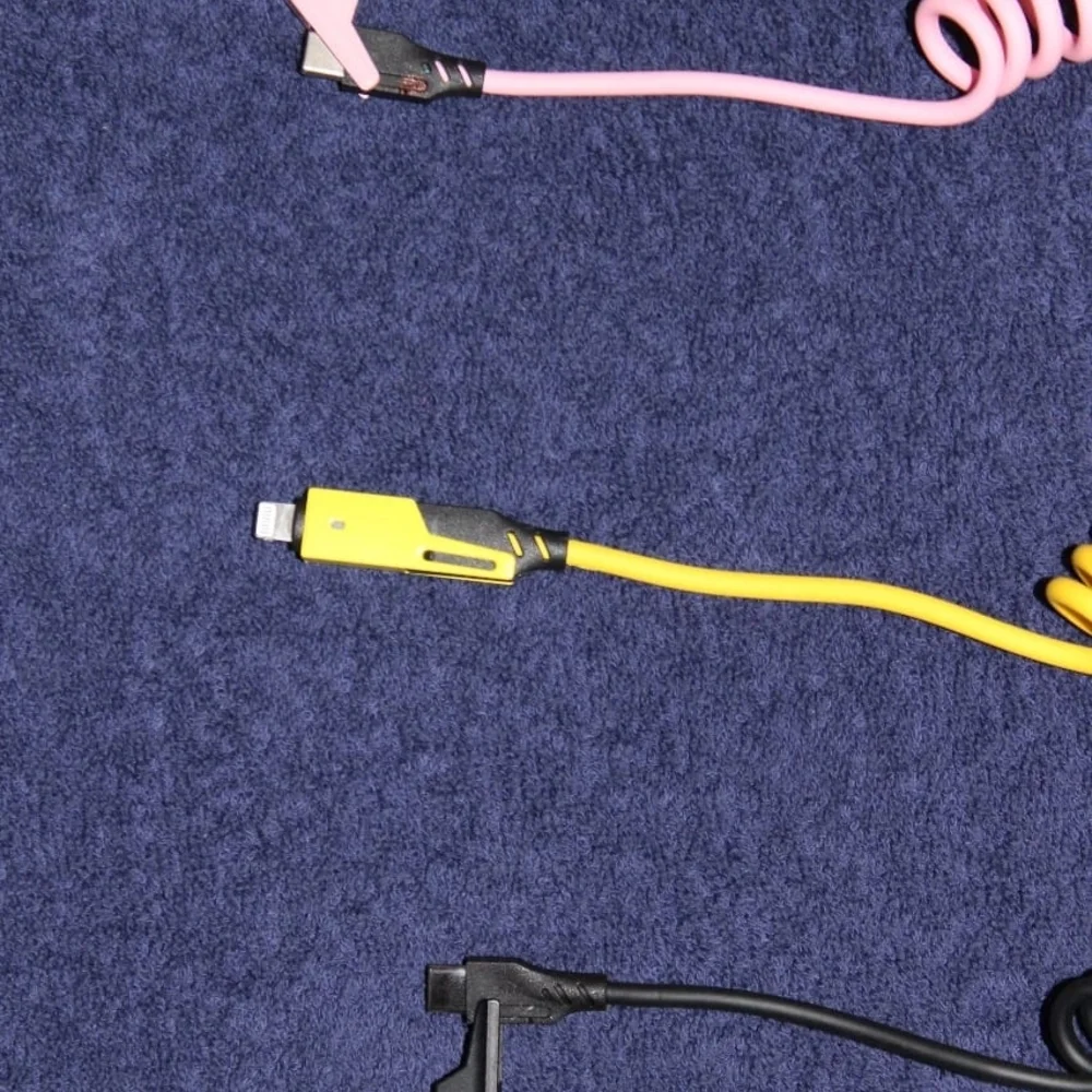 4-in-1 Fast Charging Coiled Cable USB-C Lightning Car Charger 3.5FT